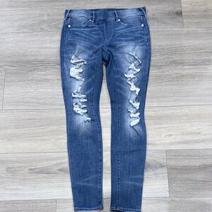 True Religion Blue Distressed Skinny Jeans, Jennie Runway Leggings, size M/M